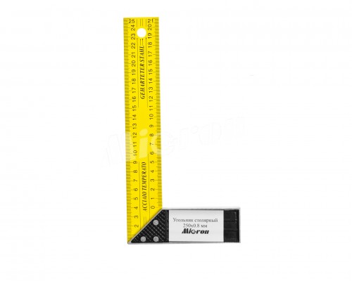 Угольник столярный 250х0,8 мм, алюминиевое основание Micron