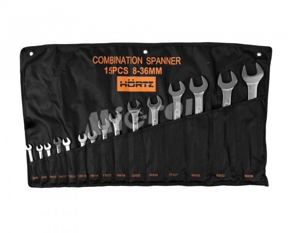 Набор ключей гаечных комбинированных 15 шт. (8-36) хромированных HORTZ
