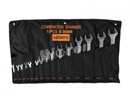 Набор ключей гаечных комбинированных 15 шт. (8-36) хромированных HORTZ