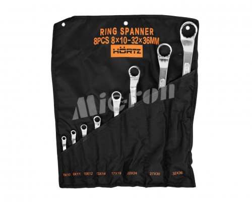 Набор ключей накидных двусторонних 8 шт. (8-36) хромированных HORTZ