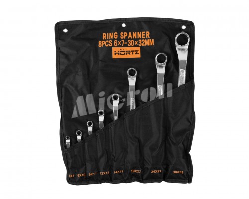 Набор ключей накидных двусторонних 8 шт. (6-32) хромированных HORTZ