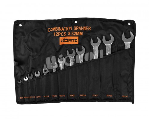 Набор ключей гаечных комбинированных 12 шт. (8-32) хромированный HORTZ