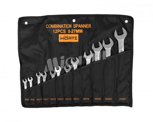 Набор ключей гаечных комбинированных 12 шт. (8-27) хромированных HORTZ
