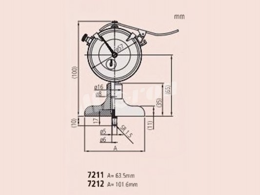 Глубиномер индикат. ГИ-200 0,01 (основание  63,5мм) (измер. головка 2902 SB) 7211 Mitutoyo