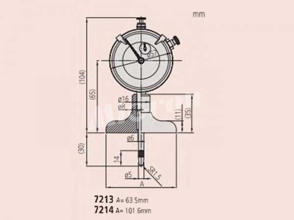 Глубиномер индикат. ГИ-210 0,01 (основание 101,6мм) (измер. головка 2952 SB) 7214 Mitutoyo