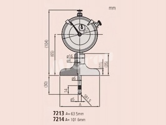 Глубиномер индикат. ГИ-210 0,01 (основание 101,6мм) (измер. головка 2952 SB) 7214 Mitutoyo